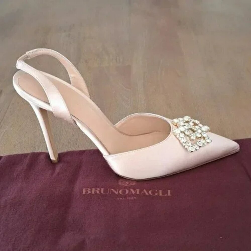 Bruno Magli Moda Pump in Champagne Satin Leather - Size: 10.5 (EU 42)